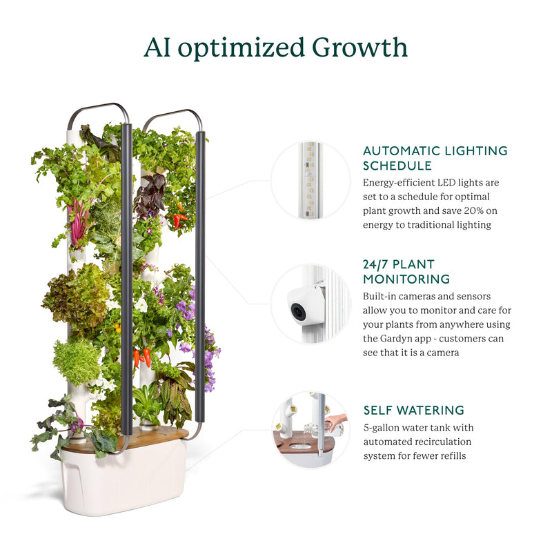 Gardyn Hydroponics Growing System 4.0 & Vertical Garden Planter | Indoor Smart Garden| Includes 30 Non-GMO Indoor Plants, Herbs & Vegetables & LED Grow Lights for Your Home Indoor Gardening System